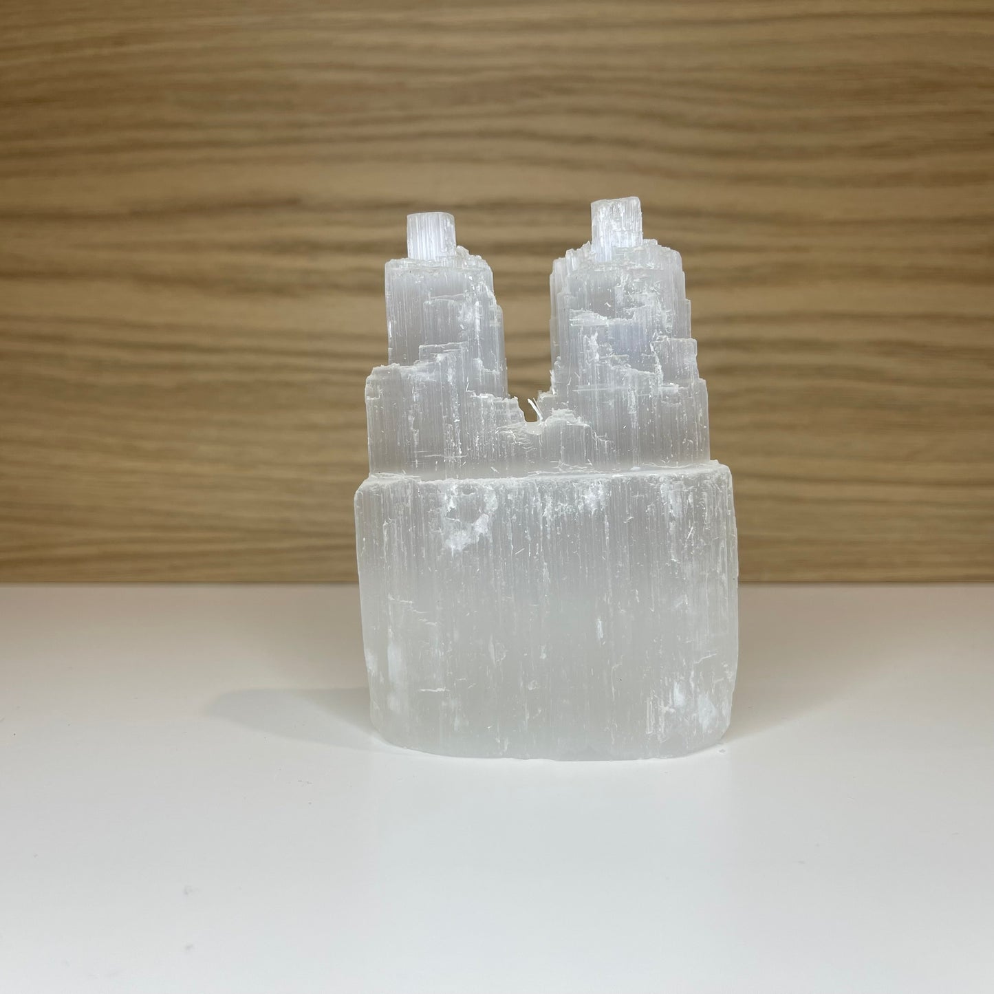Selenit - Dobbelt Tårn 10cm