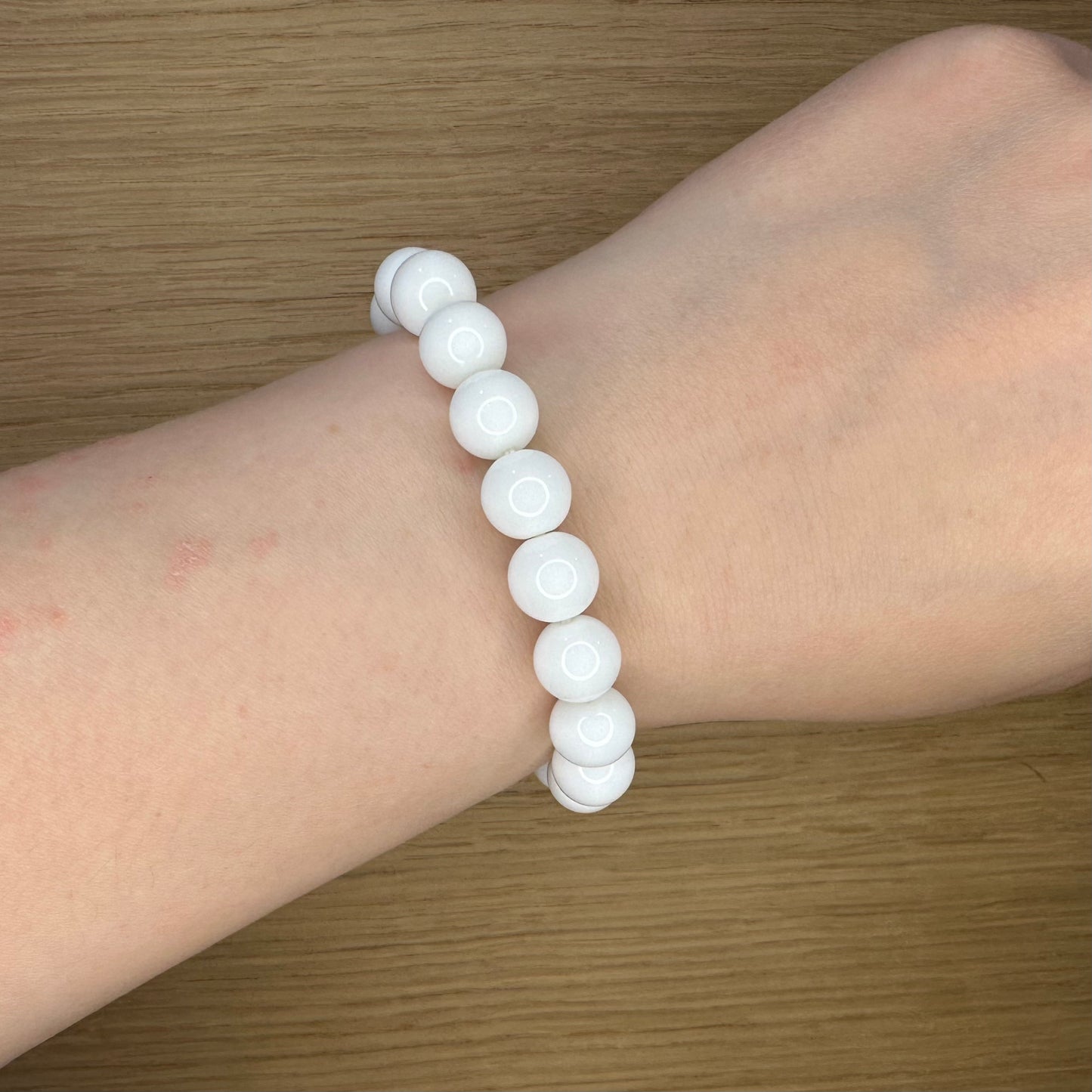 Hvid Agat - Armbånd 10mm