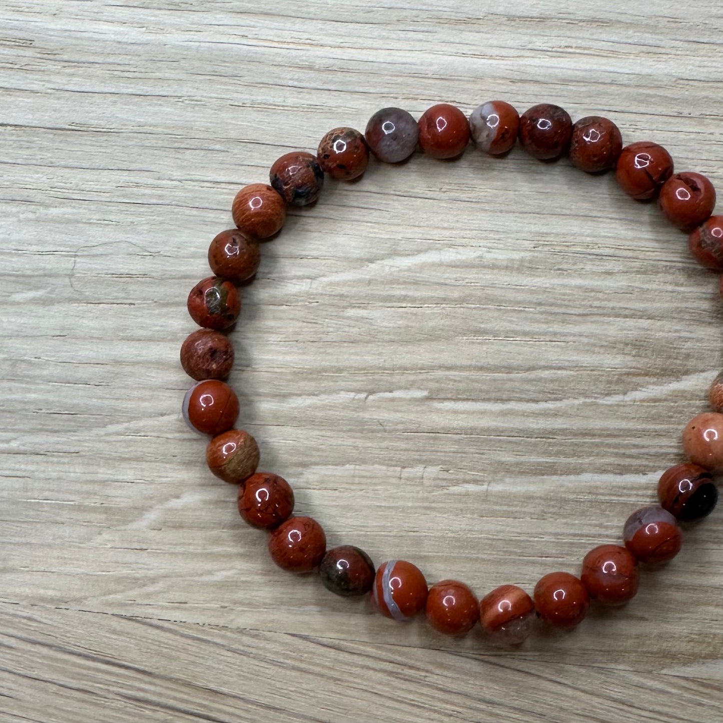 Rød Jaspis - Armbånd 6mm