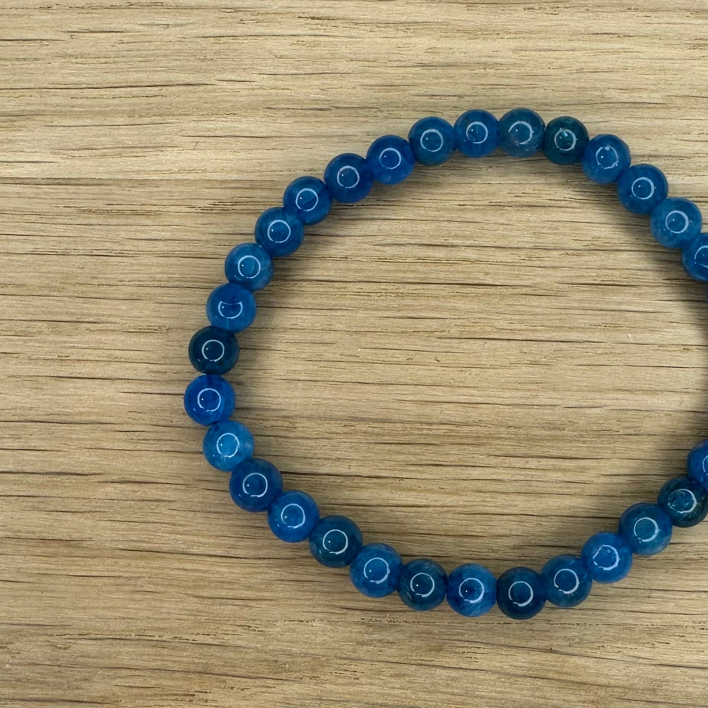 Blå Apatit - Armbånd 6mm