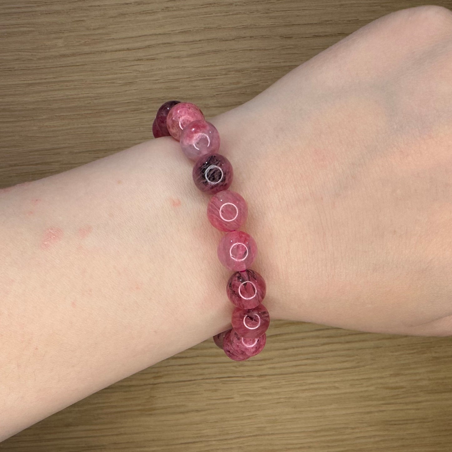 Rhodonit på kvarts - Armbånd 10mm