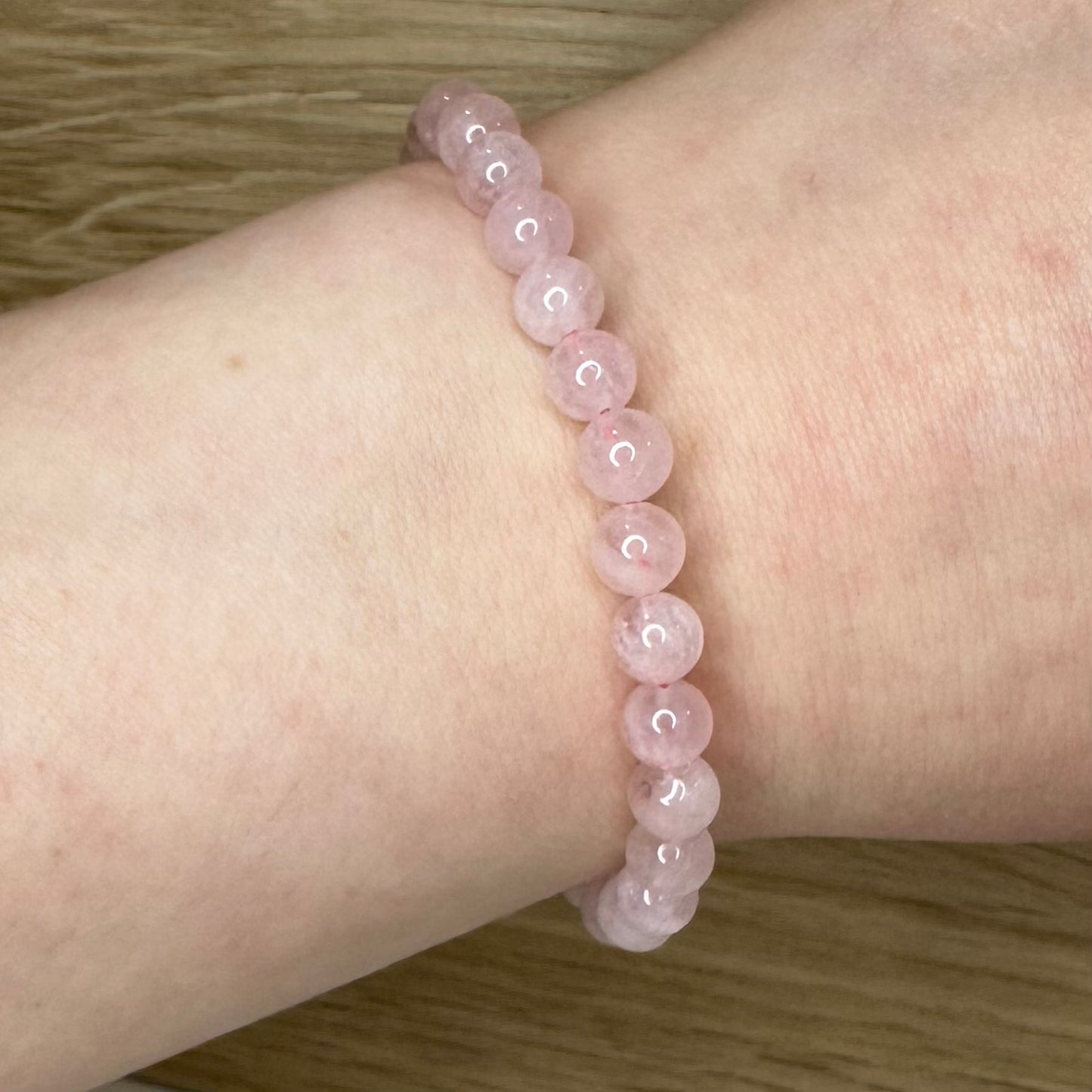 Rosa Kvarts - Armbånd 6mm