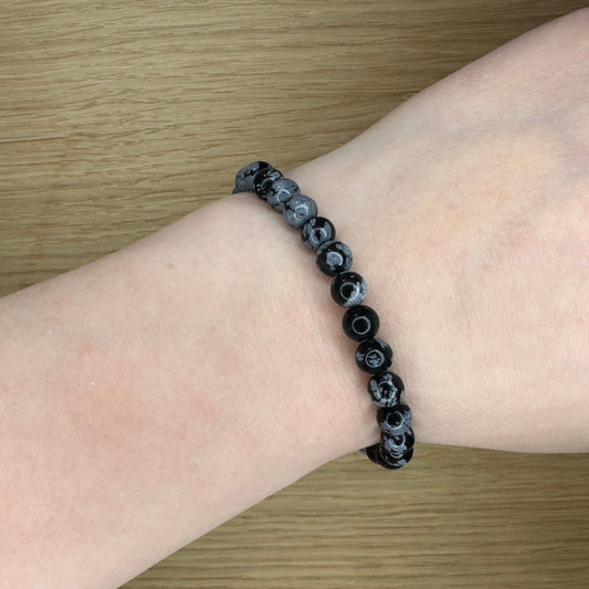 Snowflake Obsidian - Armbånd 6mm