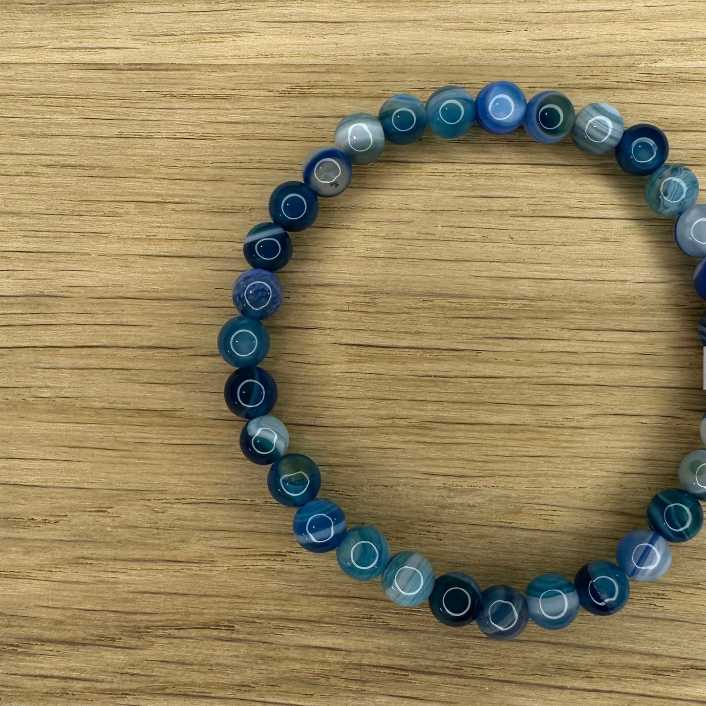 Blå Agat - Armbånd 6mm