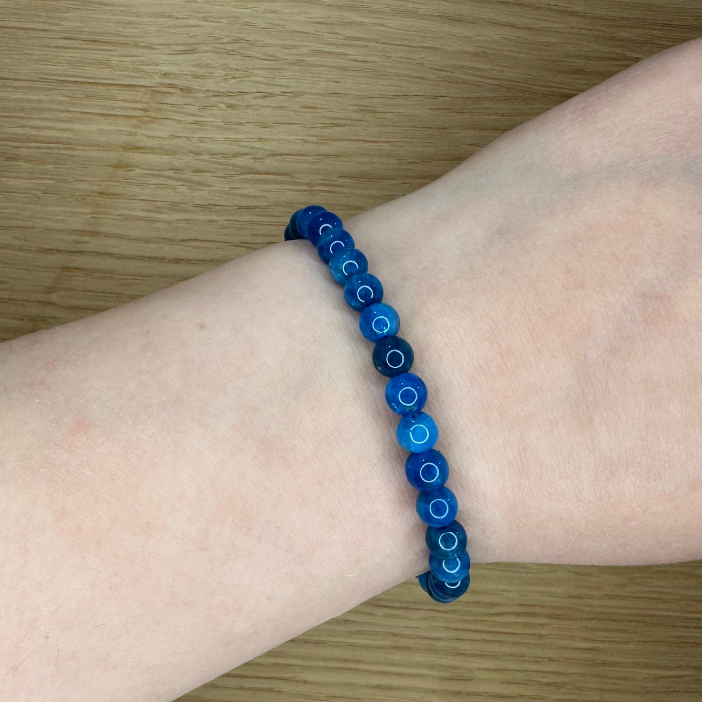 Blå Apatit - Armbånd 6mm
