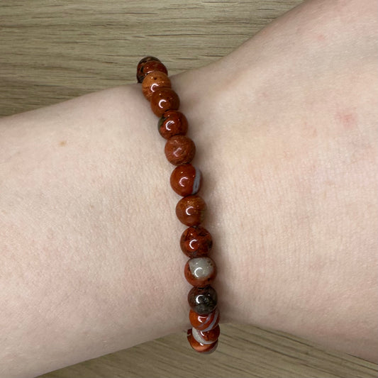 Rød Jaspis - Armbånd 6mm